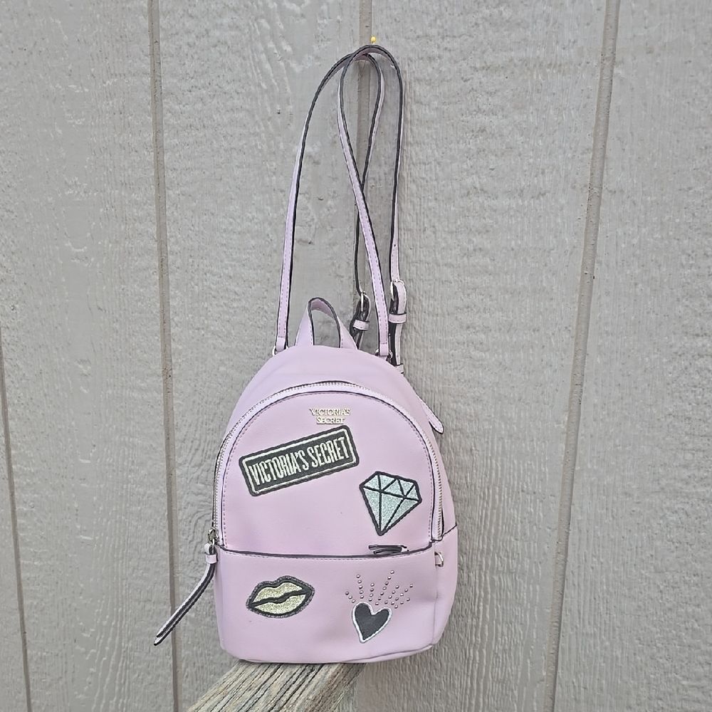 Victoria's Secret Mini Backpack Pink-Tone Lips Diamond Heart Y2K